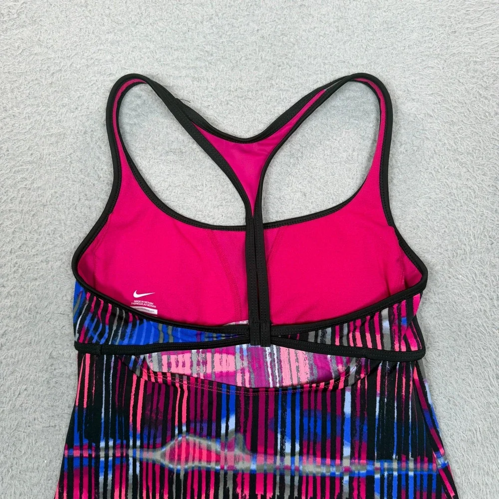 Nike Better World Womens Pink Blue Abstract Striped Racerback Tank Top Small